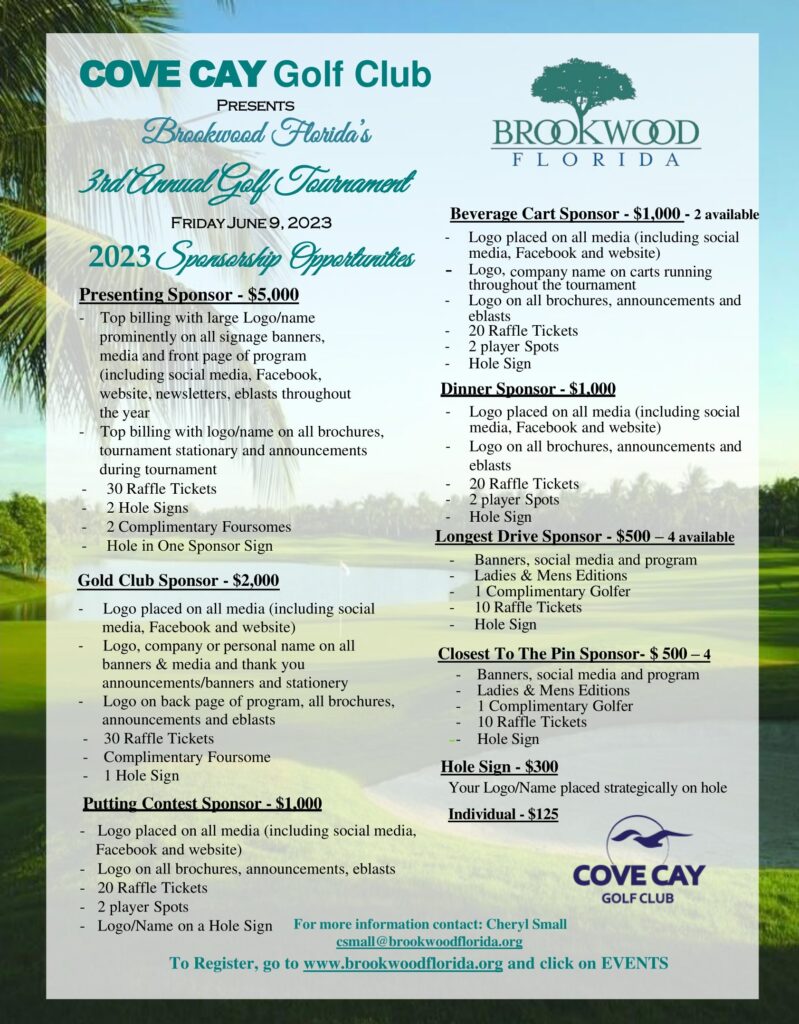 Brookwood golf tournament sponsor form